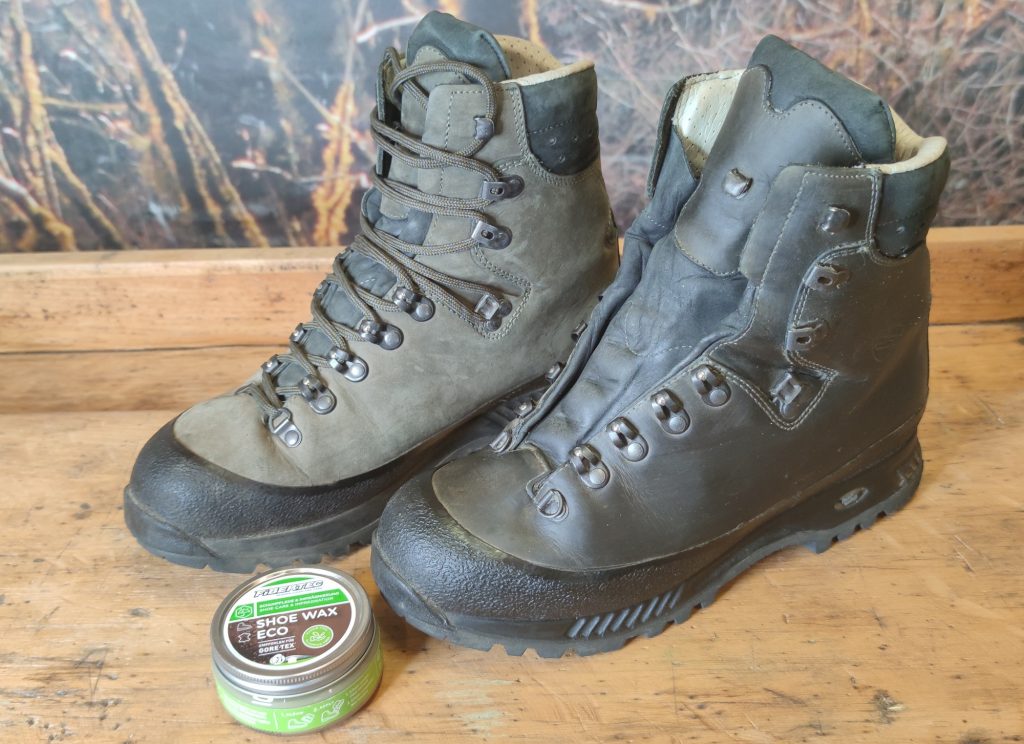 Unbehandelter und gewachster Schuh